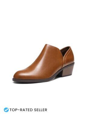 Women Ankle Boots Chunky Block Heel Side Zipper Dress Booties